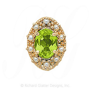 GS174 PD/PL - 14 Karat Gold Slide with Peridot center and Pearl accents 